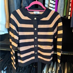 Evereve Black and Tan Striped Cardigan